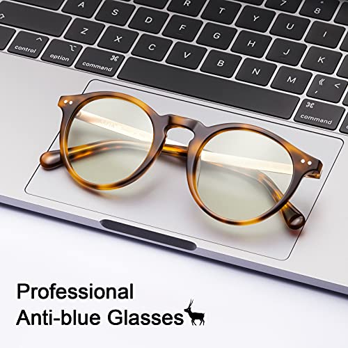Image of CARFIA Acetate Round Blue Light Blocking Glasses for Women Anti Eye Eyestrain Computer Gaming Glasses CA5373NF