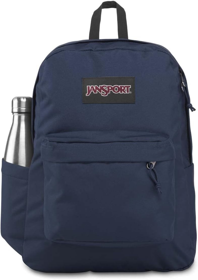 JanSport Superbreak Plus Backpack - Work, Travel, or Laptop Bookbag with Water Bottle Pocket, Navy