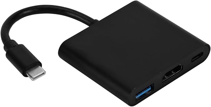 3 in 1 USB Hub USB C to HDMI Splitter HUB TY>pe C to HDMI-Compatible USB3.0 Docking Station for AirPro3 in 1 Black