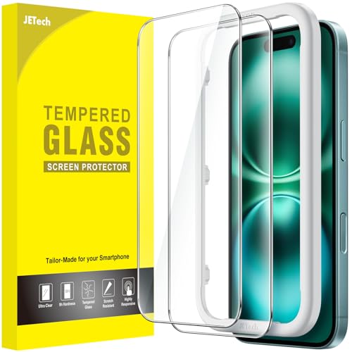 JETech Schutzfolie für iPhone 16 Plus 6 7 Zoll Gehärtete Glas Displayschutz mit Einfachem Installationswerkzeug Hat Keinen Einfluss auf die Hülle HD Klar 2 Stück