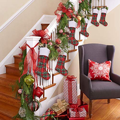 Limbridge Christmas Stockings, 6 Pack 18 Inches Plaid Snowflake Print Christmas Stockings, Xmas Holiday Home Decorations #TOP4