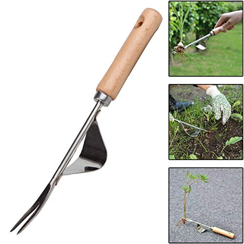 ALWWL Stainless Steel Weeding Tool, Weeder and Fulcrum, Weed Puller, Hand Weeder, Long Weeder Tool, Weed Puller, Ergonomic and Effort-saving, for Home, Garden