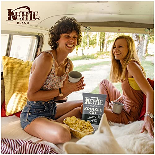 Image of Kettle Brand Krinkle Cut Salt and Fresh Ground Pepper Kettle Potato Chips, Gluten-Free, Non-GMO, 7.5 oz Bag (Pack of 12)