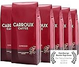 CARROUX Kaffeebohnen Espresso (6x 1kg) - Feinster Premium Kaffee - Für Kaffeevollautomat u. Siebträgermaschine - Ganze Bohnen frisch geröstet
