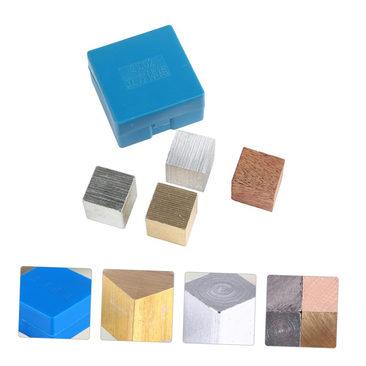 BESPORTBLE 5 Set Blocchi Cubici per Esperimenti in Rame Ferro Alluminio e Legno per Insegnamento Scolastico Strumento Didattico per Cognizione e Creatività