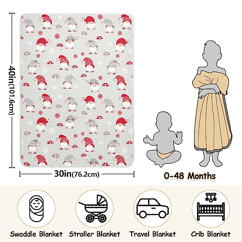 Image of Swaddle Blanket for Gnomes with Mushroom Baby Receiving Blanket Muslin Baby Swaddles Soft Cotton Breathable Nursery Blankets for Unisex Boys and Girls 30x40 Inch