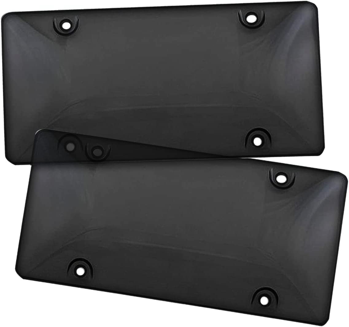 Photo 1 of Vaygway Clear Car License Plate Cover Frame Shields- 2-Pack Premium Quality Novelty License Plate Clear Bubble Shields- Universal Fit (Clear Smoked)