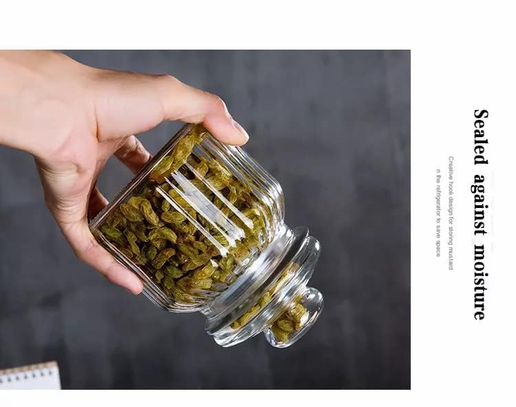 Image of bellemax 500ML Clear Glass Storage Jar With Air Tight Glass Lids- Airtight Food Jars Glass Kitchen Containers For Pantry, Pickle Jar, Sugar Pasta Cereal Flour Sugar Storage Jar (BM-01, Set of 2)