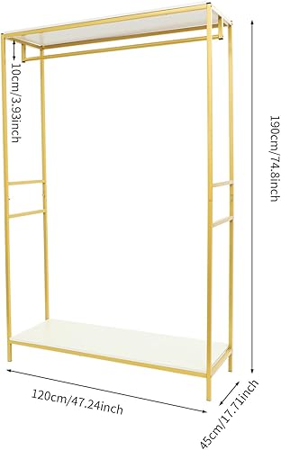 Miniatura 4 de Estante de ropa de oro al por menor de 75 pulgadas con estantes, estante de ropa para boutiques, estante de exhibición de vestido de boda, estante