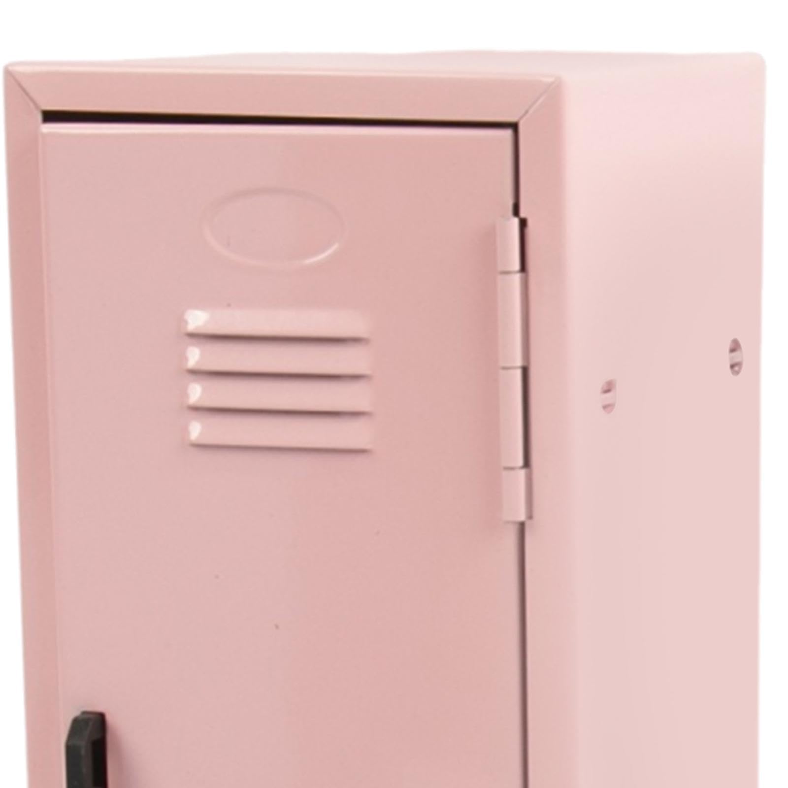 Kleiner Schreibtisch-Schließfach, Schreibtischschrank, dekorative Miniatur-Box, Schreibtisch-Aufbewahrungs-Organizer für Karten, Schlüssel, Puppen, Rosa