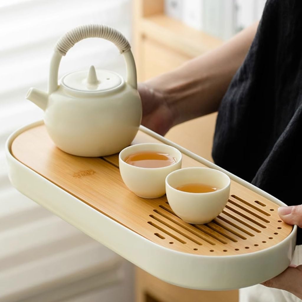 CHICKEN Tea Set Tea Tray Modern Simple Ceramic Water Storage Tea Tray Home Living Room Drain Table Oval Set Tea Room Tray
