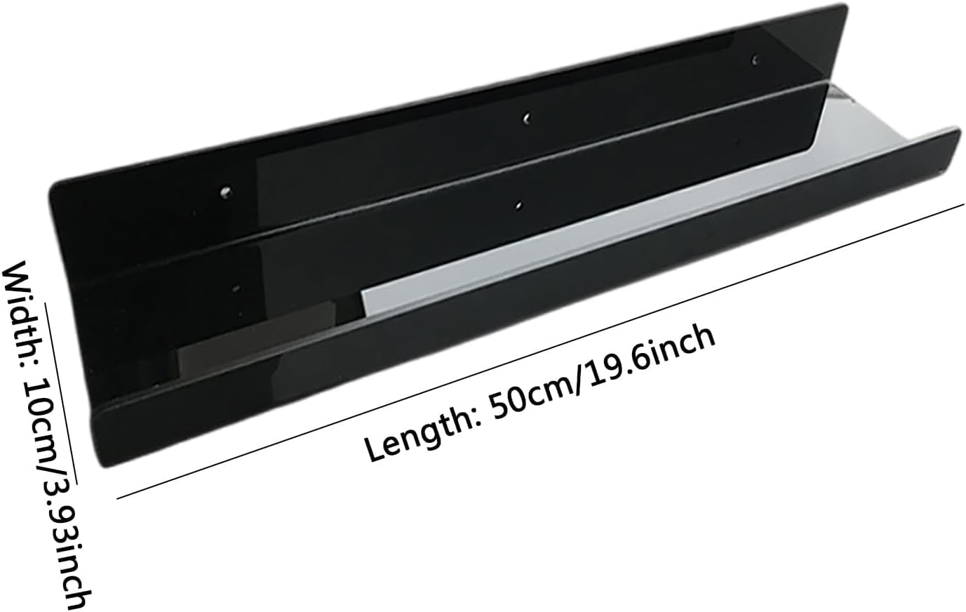 Estantes flotantes Estante Estantes flotantes de acrílico Negro Estantes montados en la pared de 11,8 pulgadas Decoración de pared 4 mm de espesor for el hogar, sala de estar, baño, cocina, largo x an