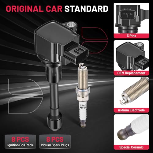 Image of BDFHYK Ignition Coil UF677 and Spark Plug 93501 for Nissan Armada 2017-2020