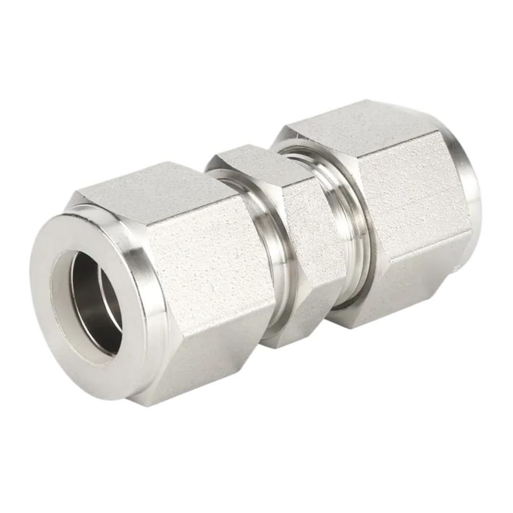 Conector de tubo de virola doble de ajuste de compresión de Unión recta de acero inoxidable 316 1/8 "1/4" 3/8 "1/2" 6mm 8mm(22 mm LOK)