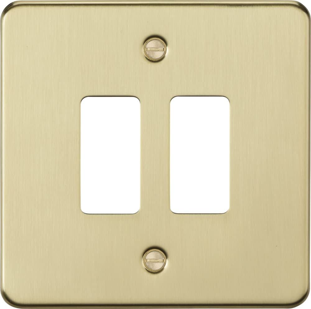 Knightsbridge Brushed Brass 2G Grid Faceplate