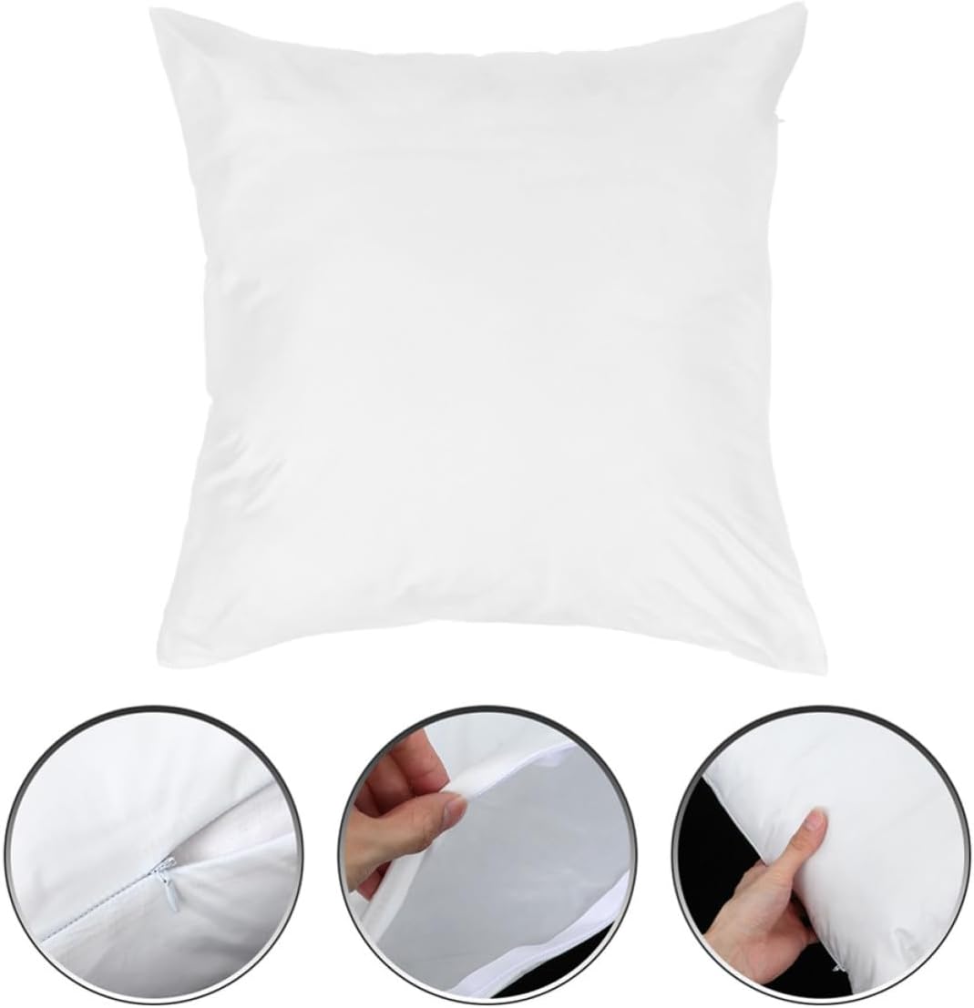 White Euro Sham Pillow Insert Protector, Zippered Cover for Home Lounging