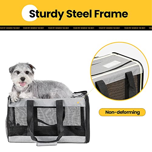 Conlun Cat Carrier Airline Approved, Soft-Sided Dog Carrier With Inner Safety Leash, Pet Transport Carrier For Small-Medium Cats Puppies Up To 15 Lbs, Collapsible Travel Kitten Carrier Bag -Blue M #TOP7