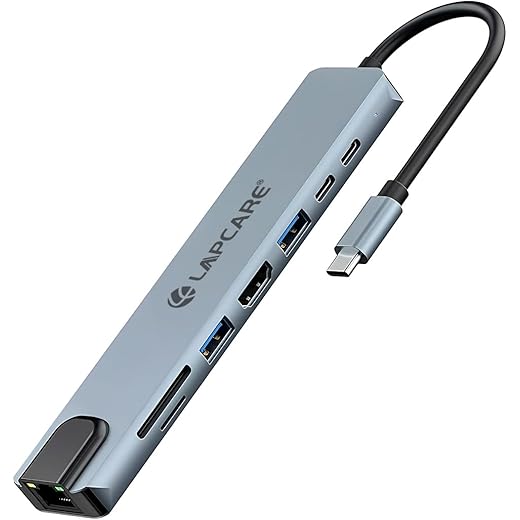 LAPCARE 8-in-1 USB-C Hub Docking Station