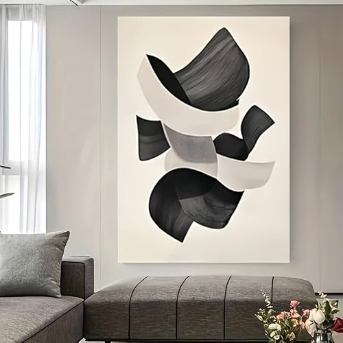 IHHGNB Abstract Wall Artwork for Home Decor, Minimalist Canvas Paintings with Twisted Black and White Curves for Living Room(50x70cm(20x28in)/No frame)