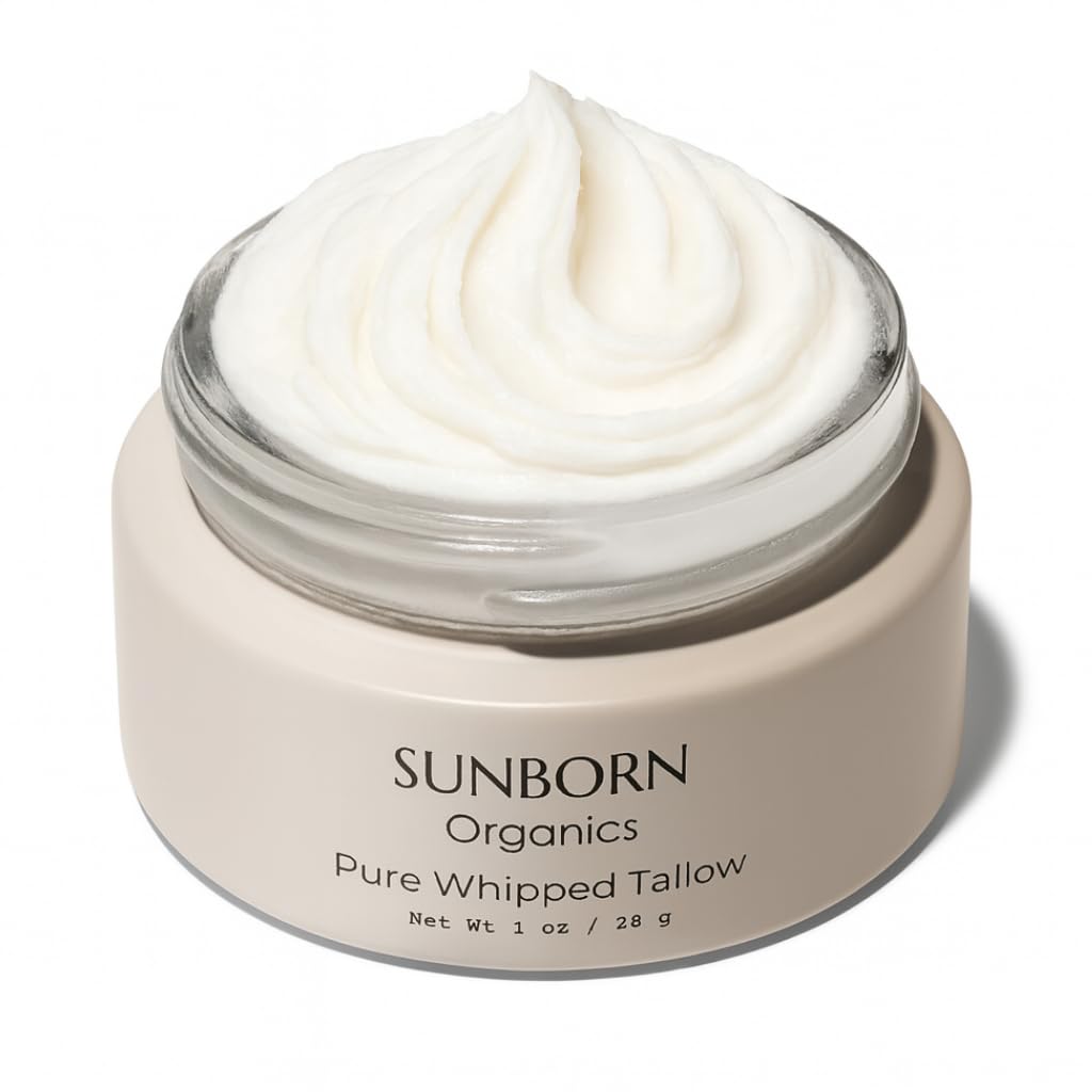 Pure Whipped Tallow Balm (Unscented) | 1 Ingredient | Handmade in USA | 100% Organic Grass-Fed Beef Tallow Face Moisturizer Lotion for Dry Skin, Baby, Eczema, Rosacea, Sensitive Skin, Fragrance-Free