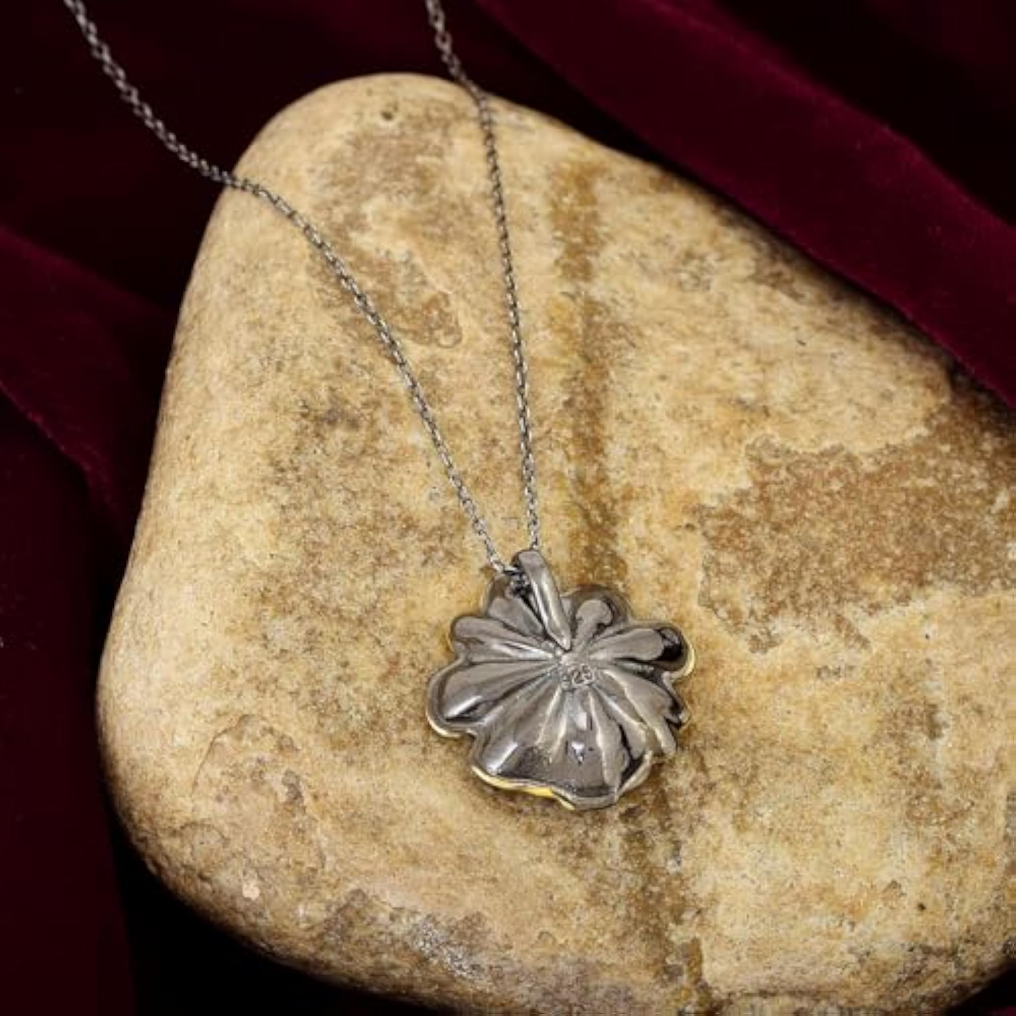 Women's Unique Garnet Pendant Necklace in 925 Sterling Silver