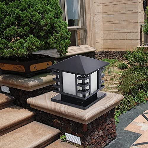 Lámpara de poste de acero inoxidable con diseño arquitectónico para iluminación exterior E27 4