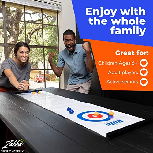 Elite Sportz Equipment Curling Game - Tabletop Games For Adults, Kids & Families - 4 Ft X 1 Ft Mat For Indoor Fun W/ Bonus Travel Bag - Ages 6 & Up #TOP4