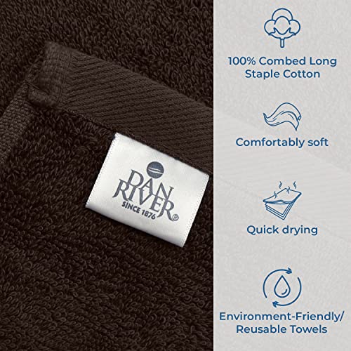 Image of DAN RIVER Bath Towels Set of 4, 27 x 54 Inches, 100% Cotton, Larger & Lighter Weight, Quicker to Dry, Super Soft and Absorbent, Ideal Bathroom Towels for Daily Use, Brown