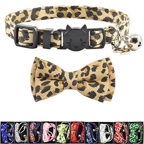 Image of Bowtie Cat Collars Breakaway with Bell, Adjustable Cute Kitty Collars Safety Buckle Kitten Collar for Cat Puppy 7.5-11in (16)
