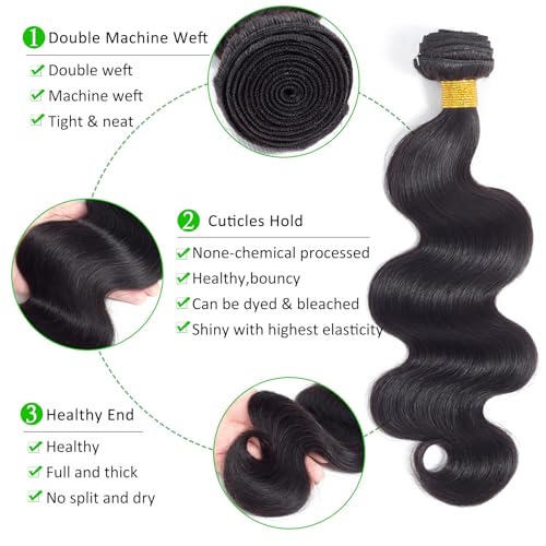 Kapelli Hair 2018042605 Brazilian Virgin Hair Body Wave 3 Bundles With Closure (12 14 16+10"Closure) 10A Virgin Brazilian Remy Human Hair Bundles thumb #2