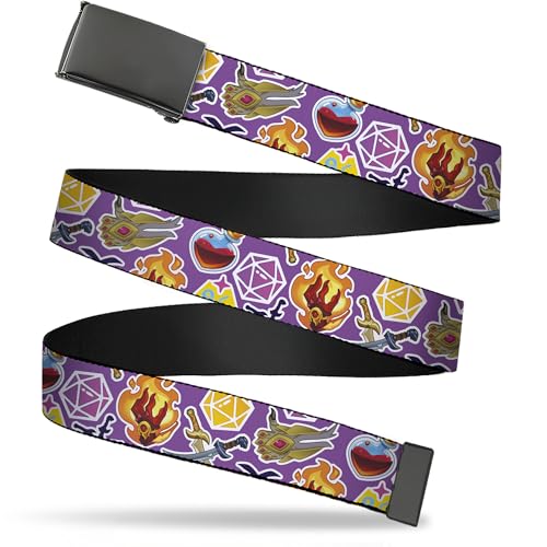 Buckle-Down Dungeons & Dragons Belt, Flip Web Belt Dungeons & Dragons Icons Scattered Purple