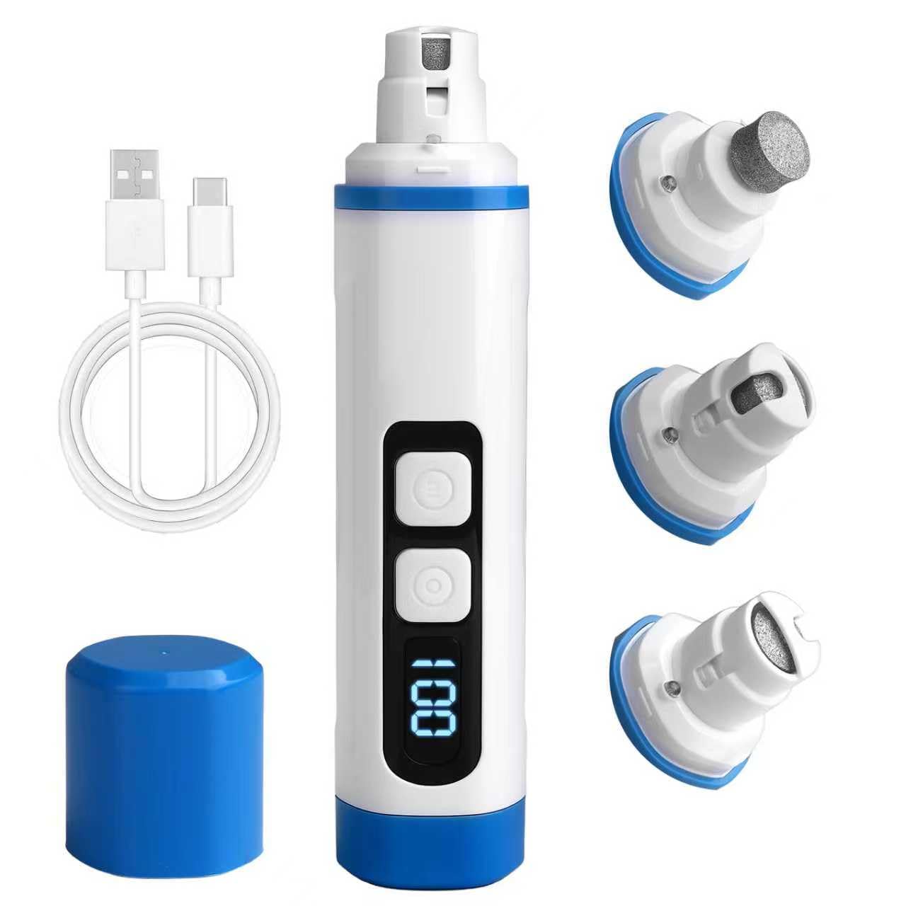 2026 Upgraded Dog Nail Grinder Quiet with LED Light & Low Noise - 3-Speed, 3-Port Professional Dog Nail Trimmer Dogs & Cats, Cordless & Rechargeable