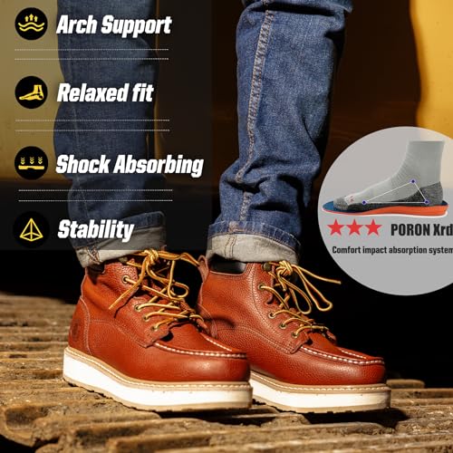 ROCKROOSTER Walker Work Boots for Men, 6" Soft Toe Comfortable Boot, Wedge Sole, Arch Support Anti-Fatigue Boots, Leather Insulated Safety Boot, Electric Hazard AP3604