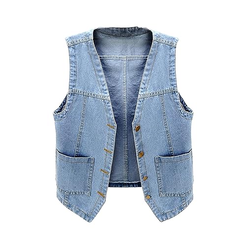 Boys Girls Denim V Neck Vest Vintage Button Down Tank Jacket Sleeveless Soft Outwear Tops Cowboy Vest Fall Clothes