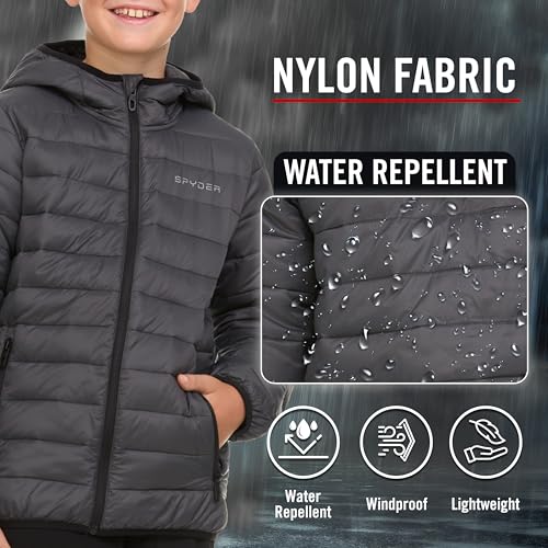 Image of Spyder Boys Puffer Jacket - Lightweight Packable Wind Water Resistant Quilted Boys Winter Coat - Cozy Insulated Winter Jacket