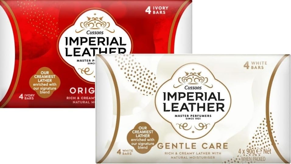 Imperial Leather Bar Soap 90g Cussons Original (Classic Soap x 4 White Soap x 4) Pack of 8