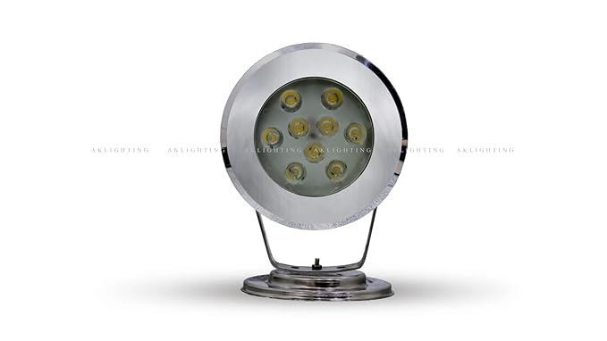 A K Lighting 9 LED 9 WATT Full SS Body Ring Type Fountain Light | Underwater Waterproof Fountain Stand Light. (Green)