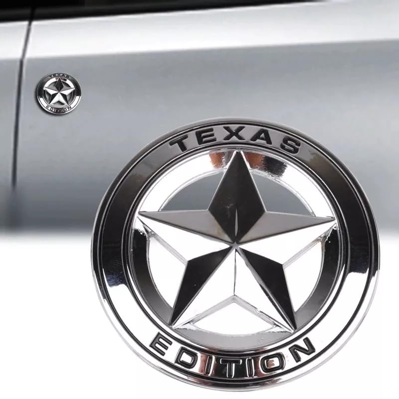 Image of VRT 3D Chrome Emblem Automotive Car, Bike Badges Logo Self Adhesive Sticker (Texas Edition, Silver)