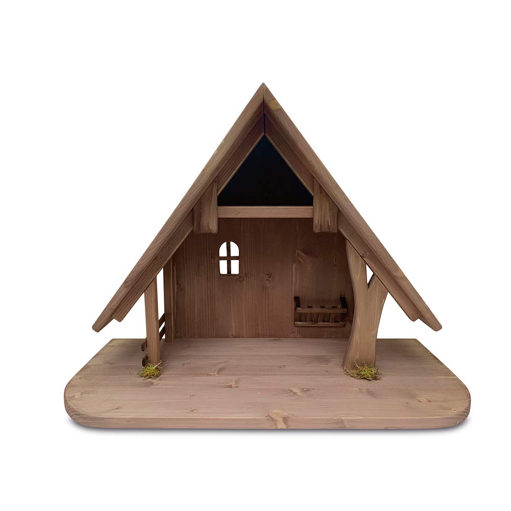 Fritz Cox Krippenstall MÜNSTERLAND | für ca. 25cm Krippenfiguren | in Deutschland gefertigt | aus Massivholz | hochwertige Verarbeitung für Ihr Weihnachtsfest | Versand aus Deutschland