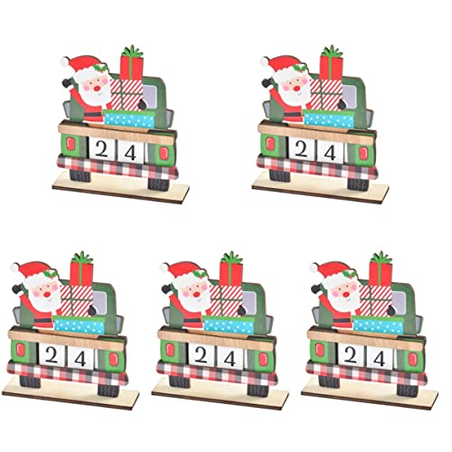 NUOLUX 5 Ensembles de Blocs Calendriers en Bois Décor Calendrier du Père Noël Bricolage pour Le Compte à Rebours de Noël Perpétuel Cadeau à Ce Jour Noël Scandinave Numéro de Bureau Cover
