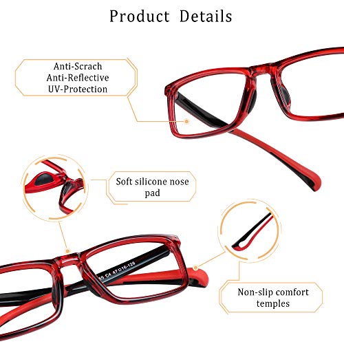 Image of LifeArt Kid Blue Light Blocking Glasses, Filter 85% of Harmful Blue Light, Anti Eyestrain and Blurry, Computer Glasses, Cut UV400 Anti Glare(Red)