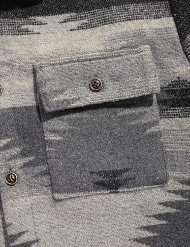 ZAFUL Mens Aztec Print Button Up Lapel Tribal Shirt Flannel Shirts Shacket Tribal Geometric Ethnic Jacket Shirt3