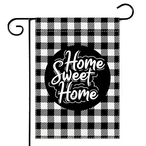 Buffalo Check Plaid Sweet Home Garden Flag, Burlap Vertical Double Sided 12.5 x