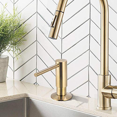 Samodra Sink Soap Dispenser, Metal Pump Head Liquid Lotion Countertop Kitchen Bathroom Soap Dispenser With 17 Oz Pet Bottle (Brushed Gold) #TOP6