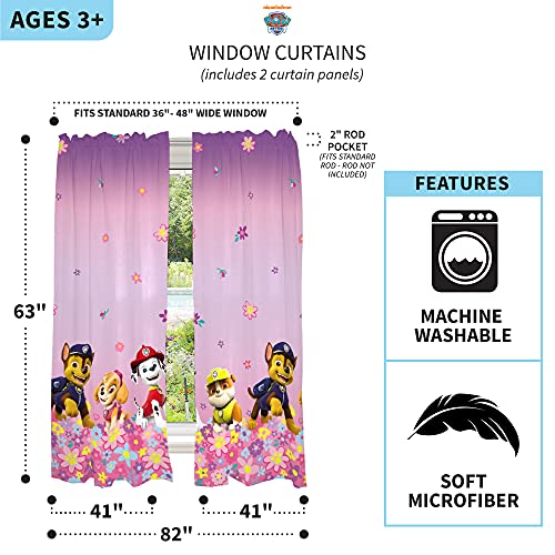 Image of Franco Kids Room Window Curtain Panels Drapes Set, 82 in x 63 in, Paw Patrol Girls