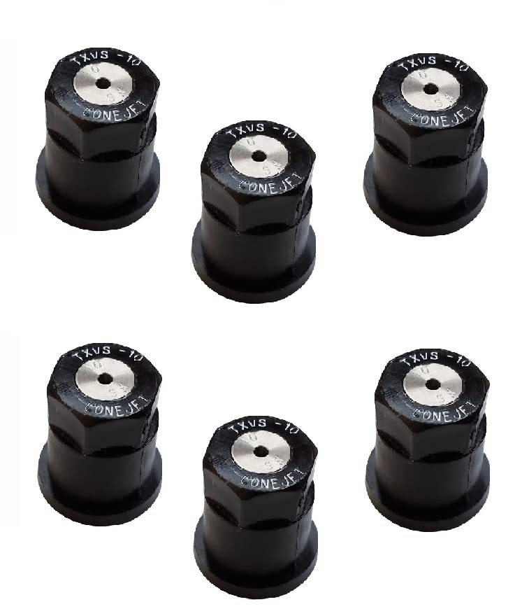 Pack of 6 - TeeJet ConeJet Hollow Cone Spray Tip 0.17 GPM @ 40 PSI Visiflo Black Farmer Bob's Parts TX-VS10