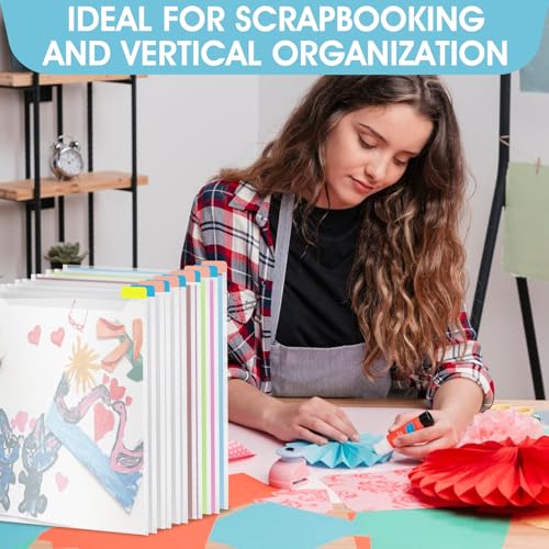 Image of 36PCS Scrapbook Paper Storage Organizer 12 x 12 Inch Clear Scrapbook Paper Organizer with 120PCS Sticky Index Tabs Holds Scrapbooks Papers, Cardstock, Vinyl Papers