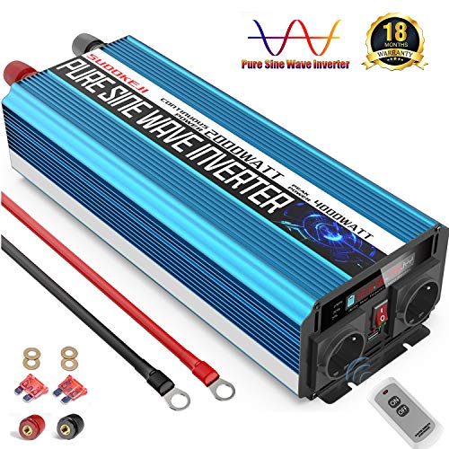 Reiner Sinus Wechselrichter Spannungswandler 12v 230v 2000w 4000w mit LCD-Bildschirm Geeignet für Laptops,Kühlschrank Und andere kleine