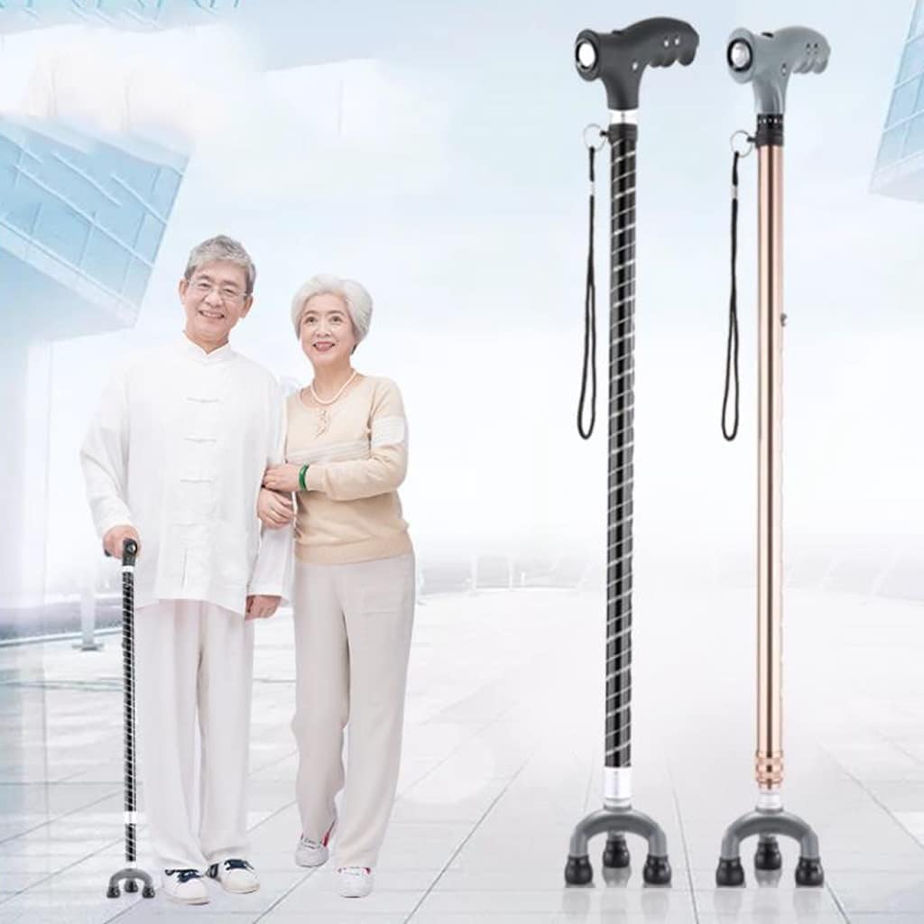 Bastón Bastón Bastón para Ancianos con Bastón De Cuatro Patas, Ligero Y Antideslizante Bastón Multifuncional para Ancianos Muleta Auxiliar Small Gift