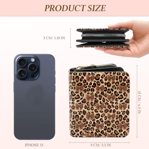 Image of Leopard Wallet for Women, PU Leather Accordion Wallet, Zipper Coin Purse